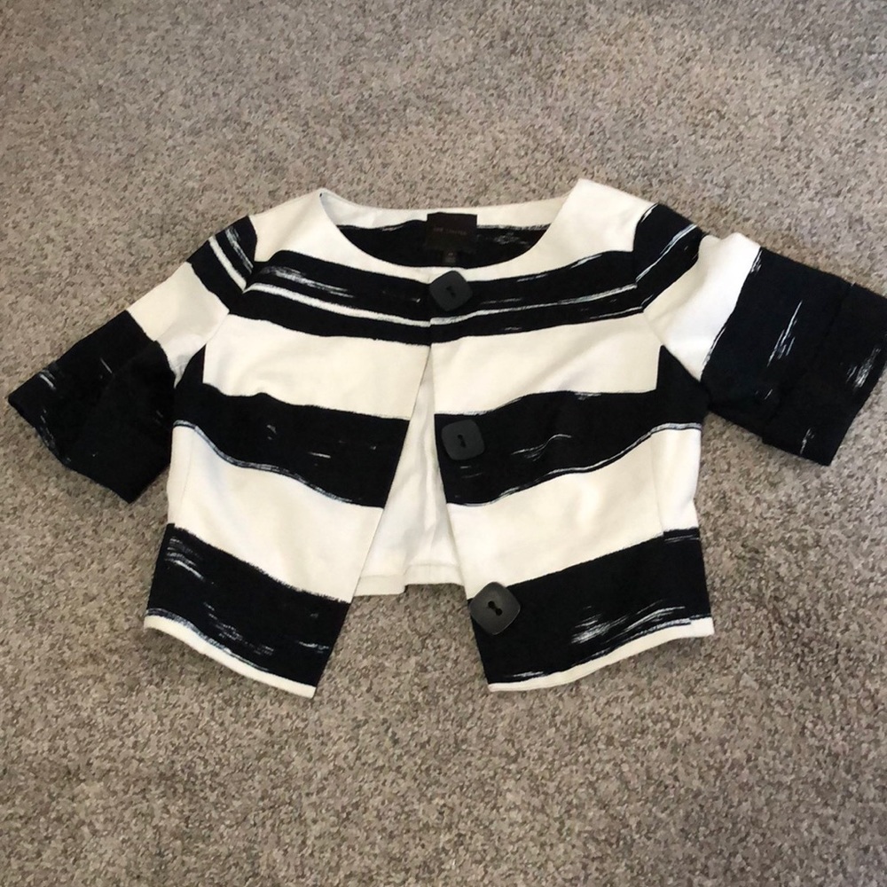 jackie O inspired Black and Cream Striped Jacket